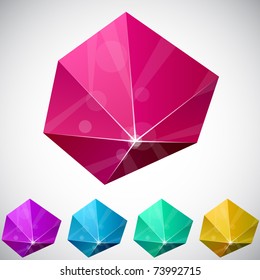 Color variation of hexagonal vivid pyramid. Vector EPS8.