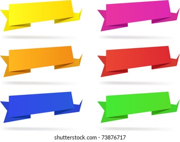 Color variation of paper origami labels. Vector eps8.