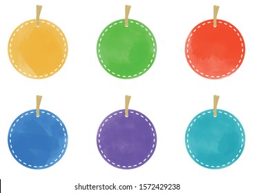 Color variation of round tag with string