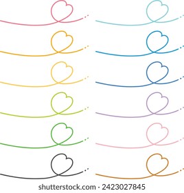 Color variations Illustration material of colorful long hearts with hand-drawn lines