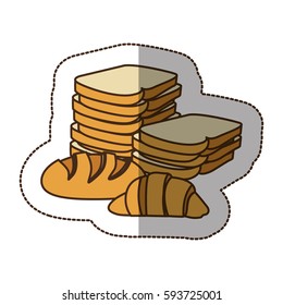 color various types of bread icon, vector illustraction design