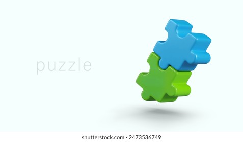 Color vector 3D puzzle. Sign of association, joint work, communication