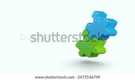 Color vector 3D puzzle. Sign of association, joint work, communication