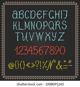 Thin Single Line Font Alphabet Numbers Stock Vector (Royalty Free