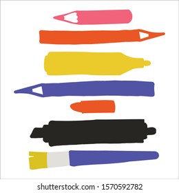 
color vector art accessories pen
