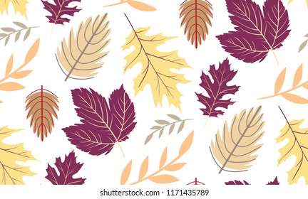 Color vector autumn leaves pattern background - wallpaper texture pattern