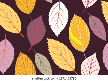 Color vector autumn leaves pattern background - wallpaper texture pattern