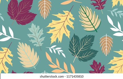 Color vector autumn leaves pattern background - wallpaper texture pattern