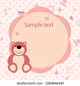 color vector baby card with a teddy bear