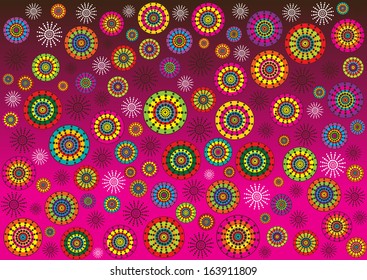 color vector background with retro circle flowers