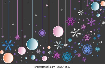 	color vector background with snowflakes and circles