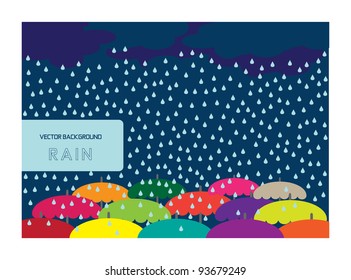 color vector background with umbrellas in rain and place for your text,creative computer graphic design