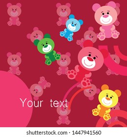 Color vector bear, baby picture, cartoon character, vector background.