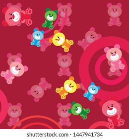 Color vector bear, baby picture, cartoon character, vector background.