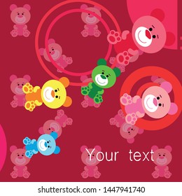 Color vector bear, baby picture, cartoon character, vector background.