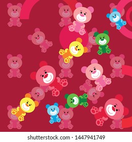 Color vector bear, baby picture, cartoon character, vector background.