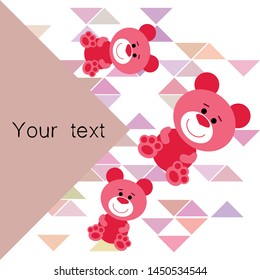 Color vector bear, baby picture, cartoon character, vector background.
