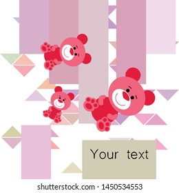 Color vector bear, baby picture, cartoon character, vector background.