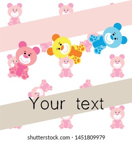 Color vector bear, baby picture, cartoon character, vector background.