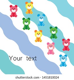 Color vector bear, baby picture, cartoon character, vector background.