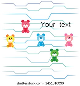 Color vector bear, baby picture, cartoon character, vector background.