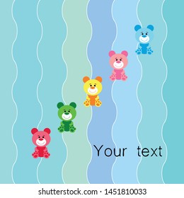 Color vector bear, baby picture, cartoon character, vector background.