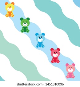 Color vector bear, baby picture, cartoon character, vector background.