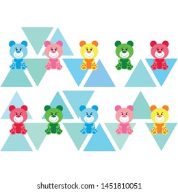 Color vector bear, baby picture, cartoon character, vector background.