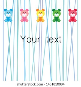 Color vector bear, baby picture, cartoon character, vector background.