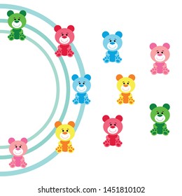 Color vector bear, baby picture, cartoon character, vector background.