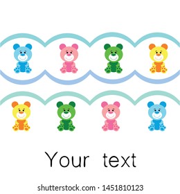 Color vector bear, baby picture, cartoon character, vector background.