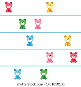 Color vector bear, baby picture, cartoon character, vector background.