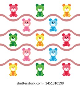 Color vector bear, baby picture, cartoon character, vector background.