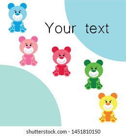 Color vector bear, baby picture, cartoon character, vector background.