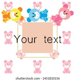 Color vector bear, baby picture, cartoon character, vector background.