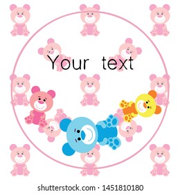 Color vector bear, baby picture, cartoon character, vector background.