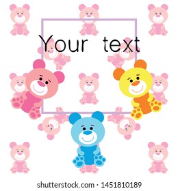 Color vector bear, baby picture, cartoon character, vector background.