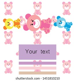 Color vector bear, baby picture, cartoon character, vector background.
