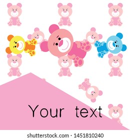 Color vector bear, baby picture, cartoon character, vector background.