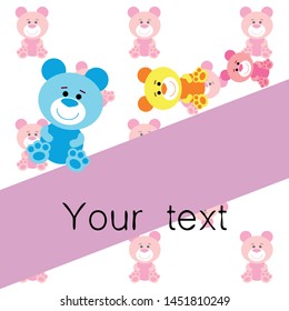 Color vector bear, baby picture, cartoon character, vector background.