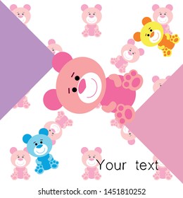 Color vector bear, baby picture, cartoon character, vector background.