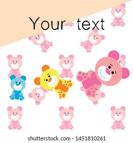 Color vector bear, baby picture, cartoon character, vector background.