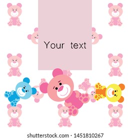 Color vector bear, baby picture, cartoon character, vector background.