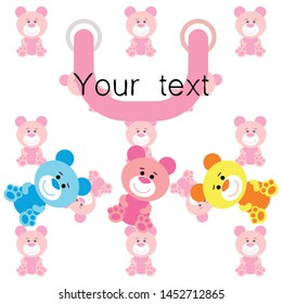 Color vector bear, baby picture, cartoon character, vector background.