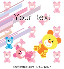 Color vector bear, baby picture, cartoon character, vector background.