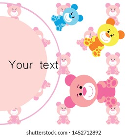 Color vector bear, baby picture, cartoon character, vector background.