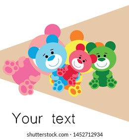 Color vector bear, baby picture, cartoon character, vector background.