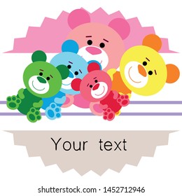 Color vector bear, baby picture, cartoon character, vector background.