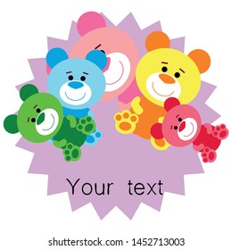 Color vector bear, baby picture, cartoon character, vector background.