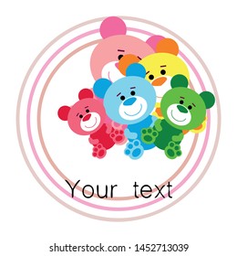 Color vector bear, baby picture, cartoon character, vector background.